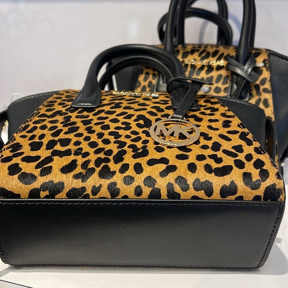 Avril Extra-Small Cheetah Print Calf Hair and Leather Satchel BLACK COMB… - Picture 5 of 16